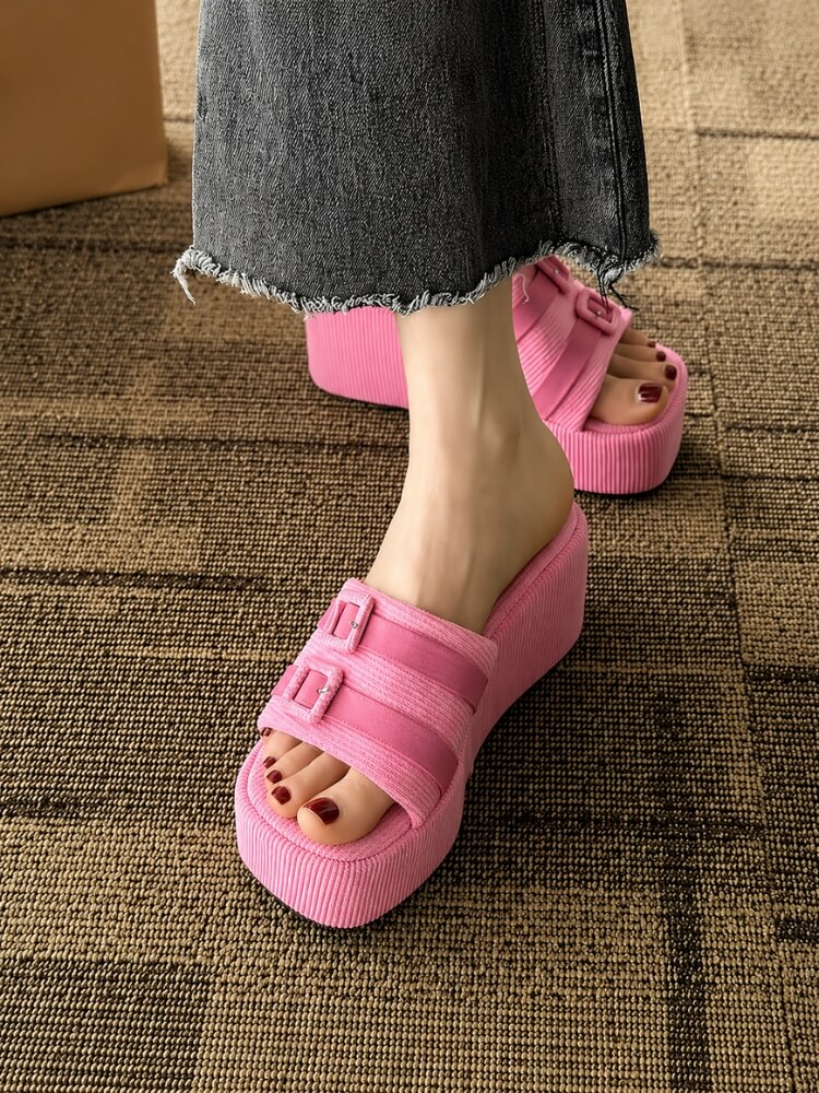 Y2K Buckle Platform Sandals
