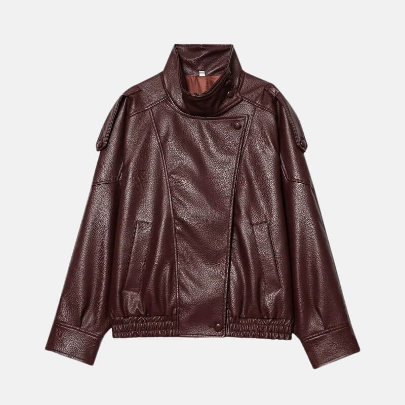 Y2K Burgundy Faux Leather Jacket