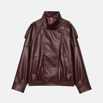 Y2K Burgundy Faux Leather Jacket