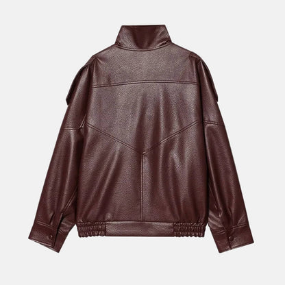 Y2K Burgundy Faux Leather Jacket
