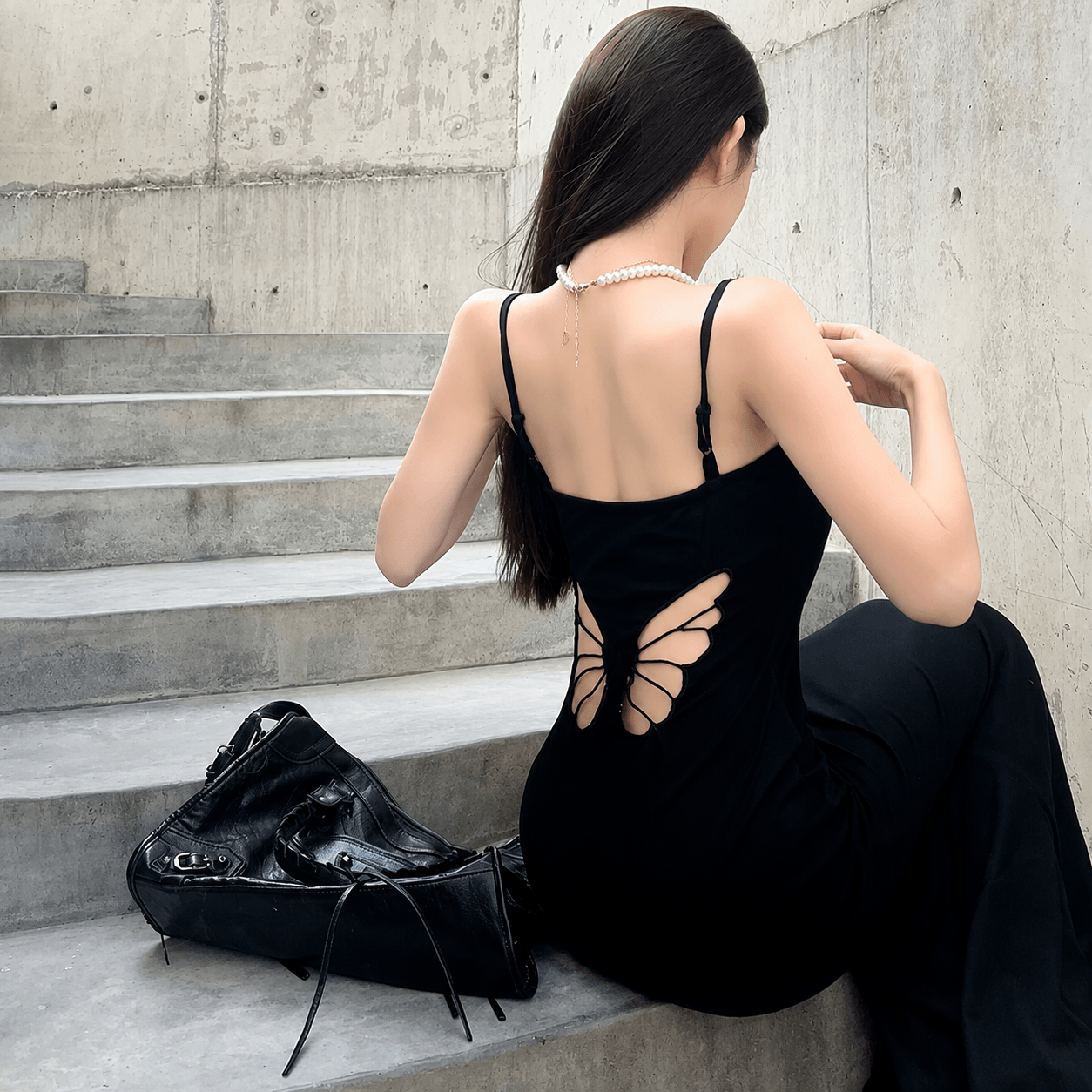 Y2K Butterfly Back Maxi Dress