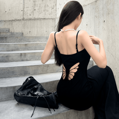 Y2K Butterfly Back Maxi Dress