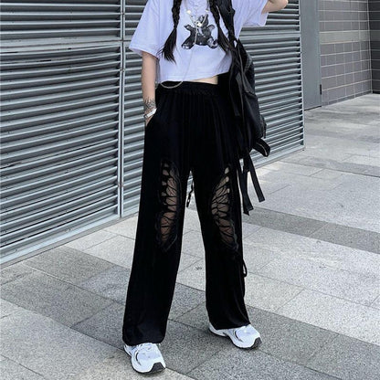 Y2K Butterfly Cut-Out Pants