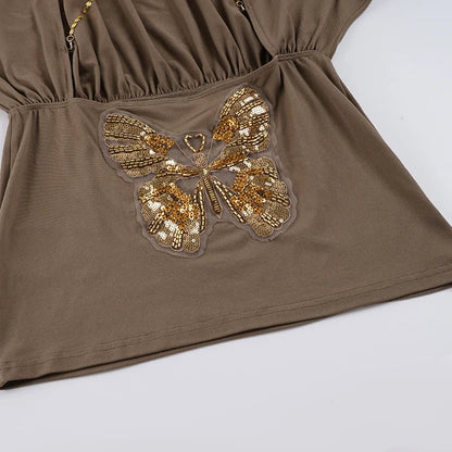 Y2K Butterfly Open Back Mini Dress