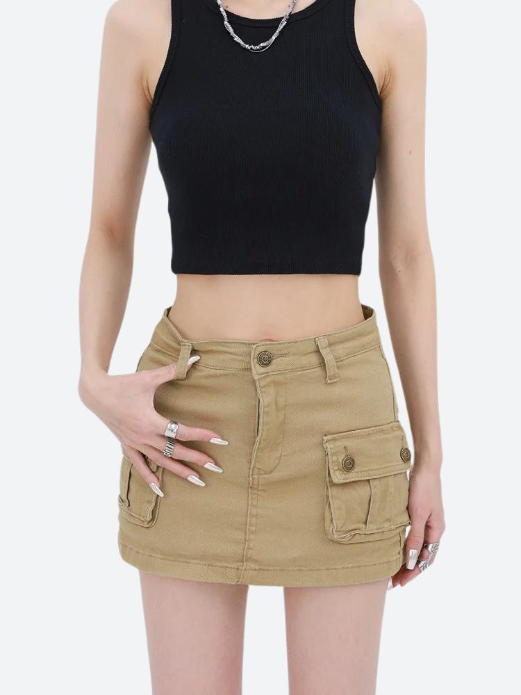 Cargo Denim Mini Skirt