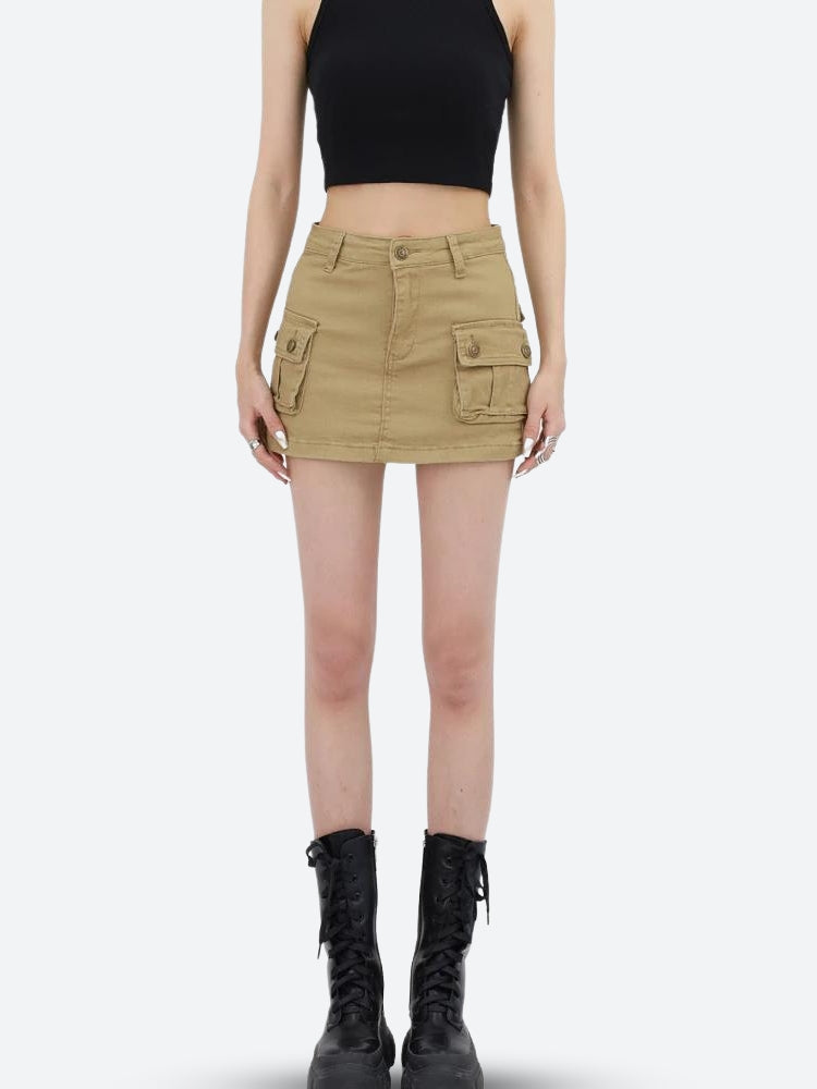 Cargo Denim Mini Skirt