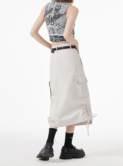 Y2K Cargo Midi Skirt