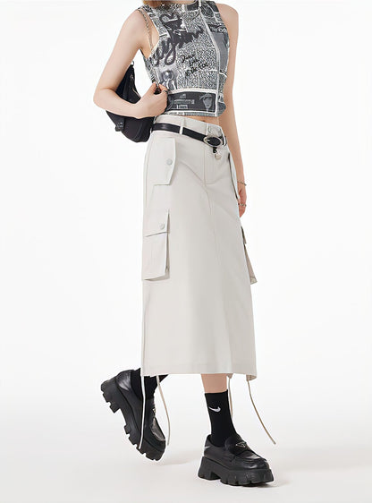 Y2K Cargo Midi Skirt
