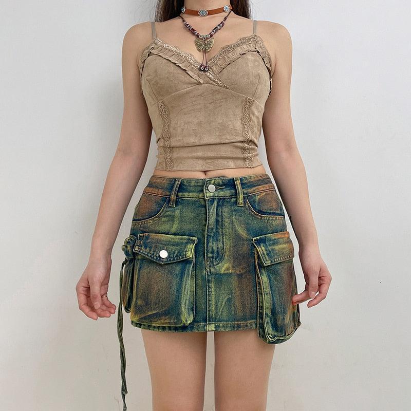 Y2K Cargo Mini Skirt