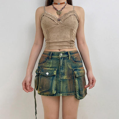 Y2K Cargo Mini Skirt