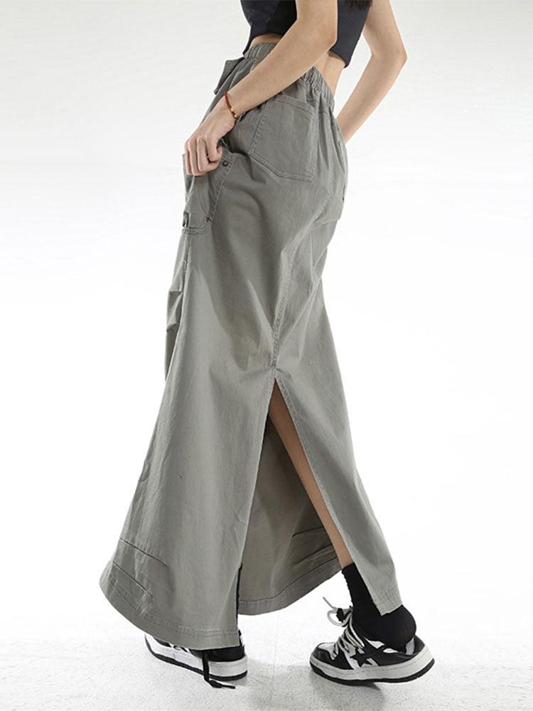 Y2K Cargo Parachute Maxi Skirt