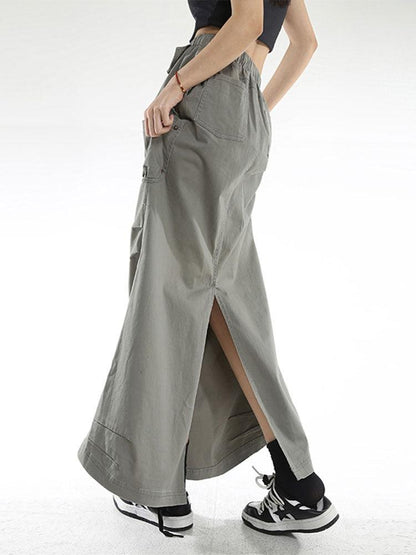 Y2K Cargo Parachute Maxi Skirt