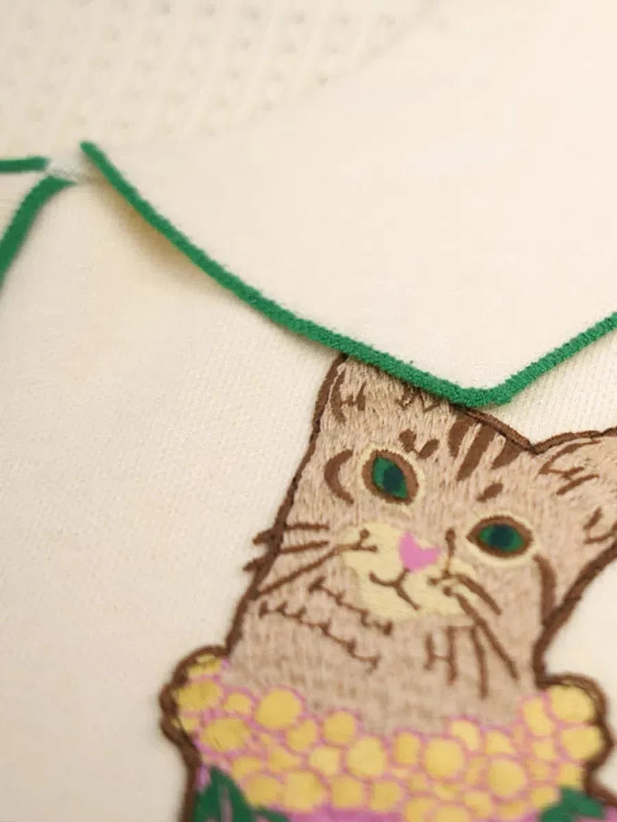 Y2K Cat Embroidered Sweater