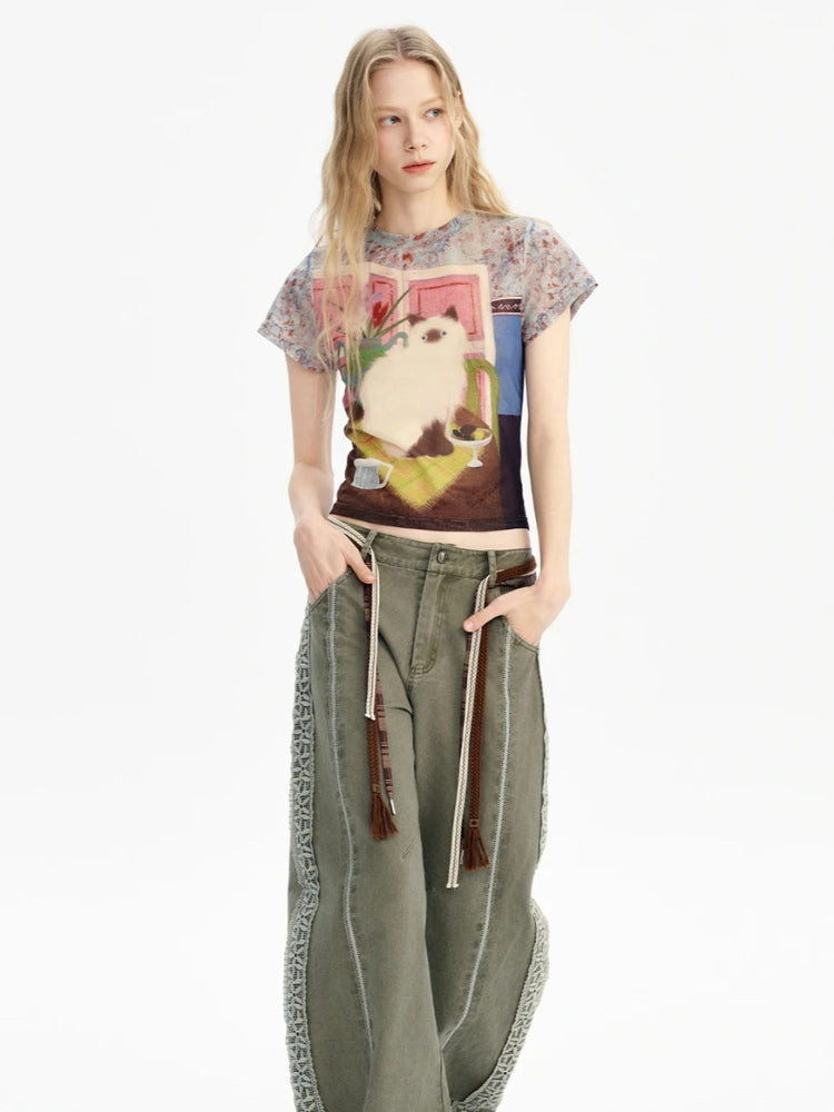 Y2K Cat Graphic Tee