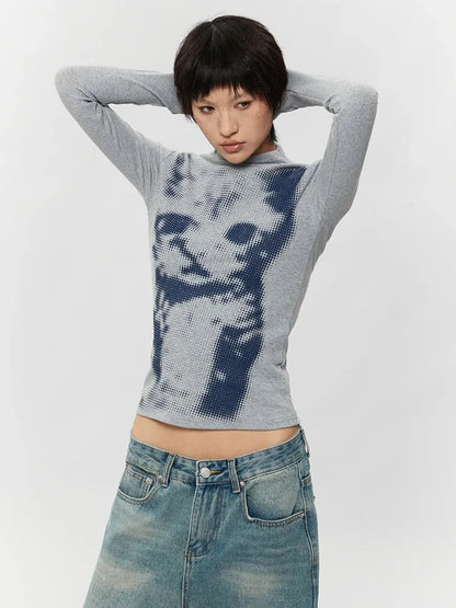 Y2K Cat High Neck Top