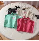Knitted Crop Top with Chain Strap