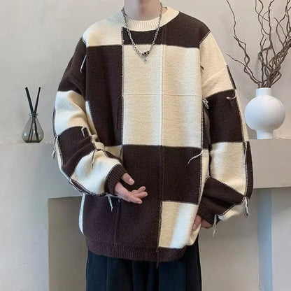 Y2K Checkered Knit Sweater
