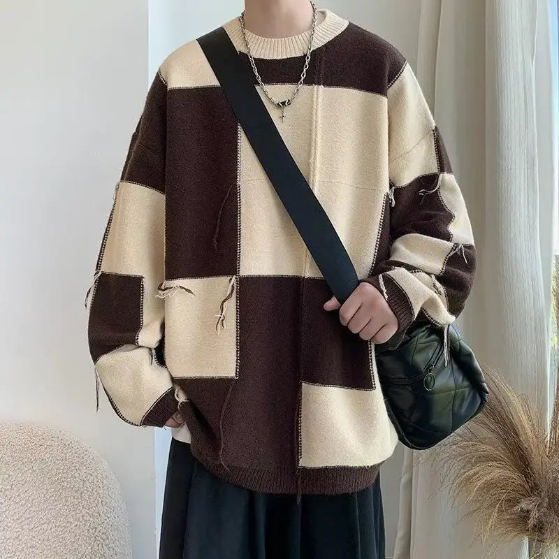 Y2K Checkered Knit Sweater