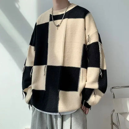 Y2K Checkered Knit Sweater