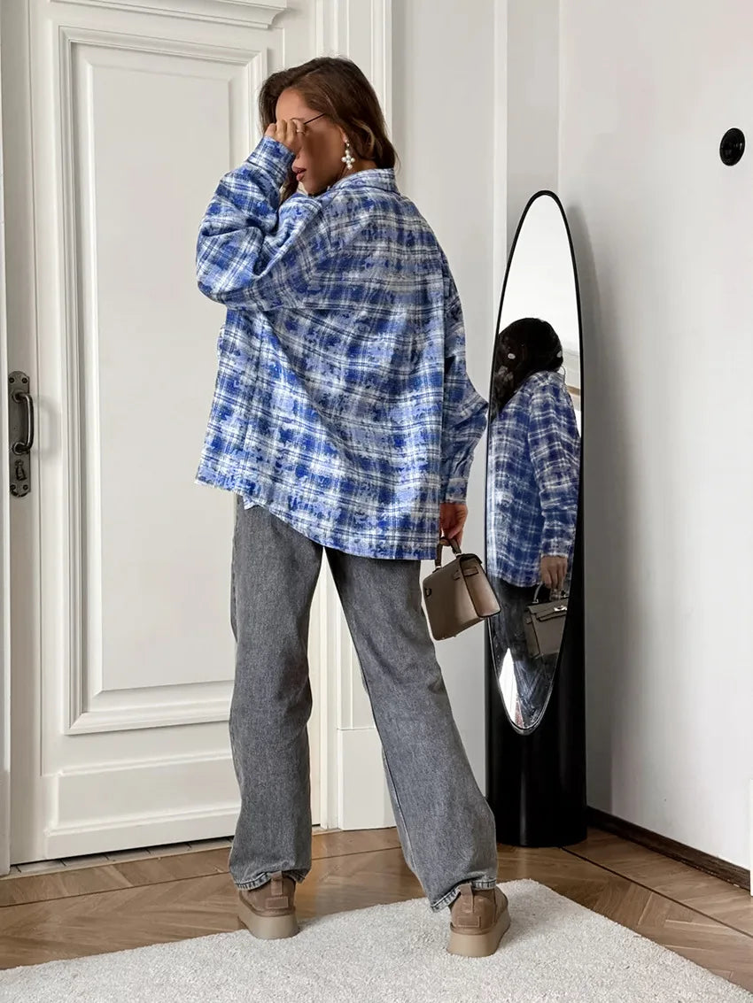 Y2K Checkered Oversized Shirt