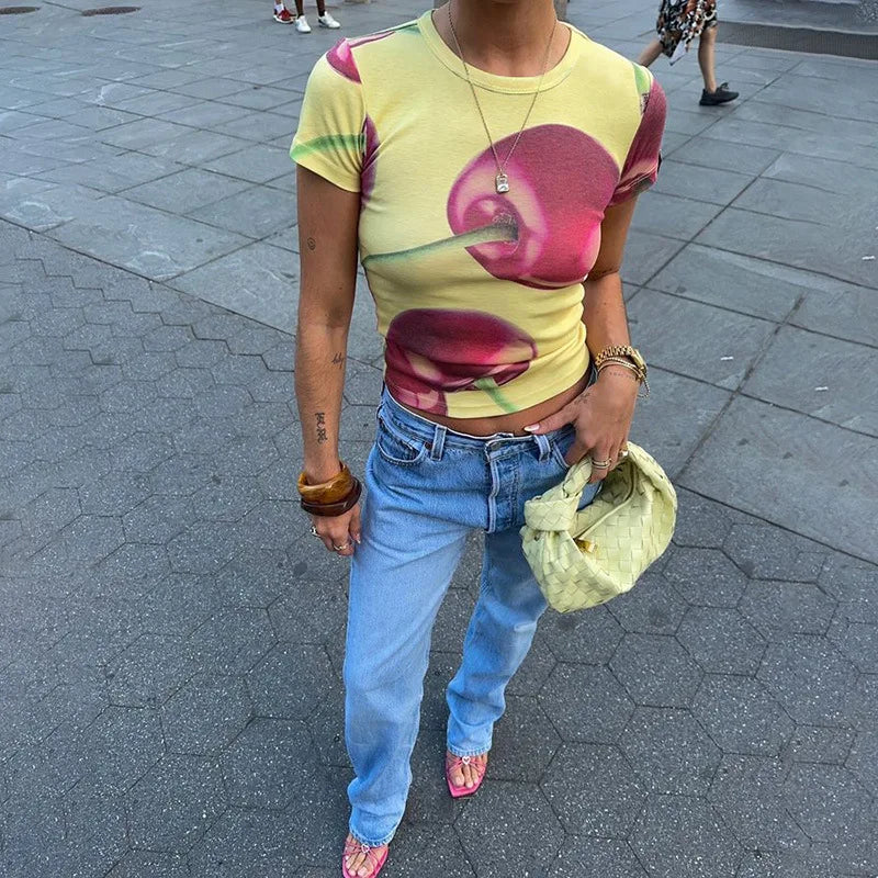 Y2K Cherry Baby Tee