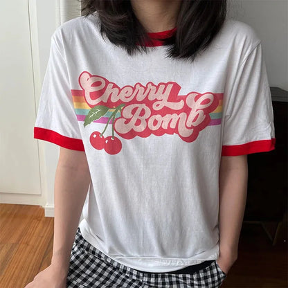 Y2K Cherry Bomb Ringer Tee