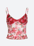 Cherry Print Mesh Top