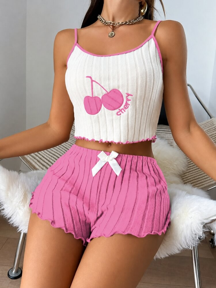 Y2K Cherry Shorts & Top Set