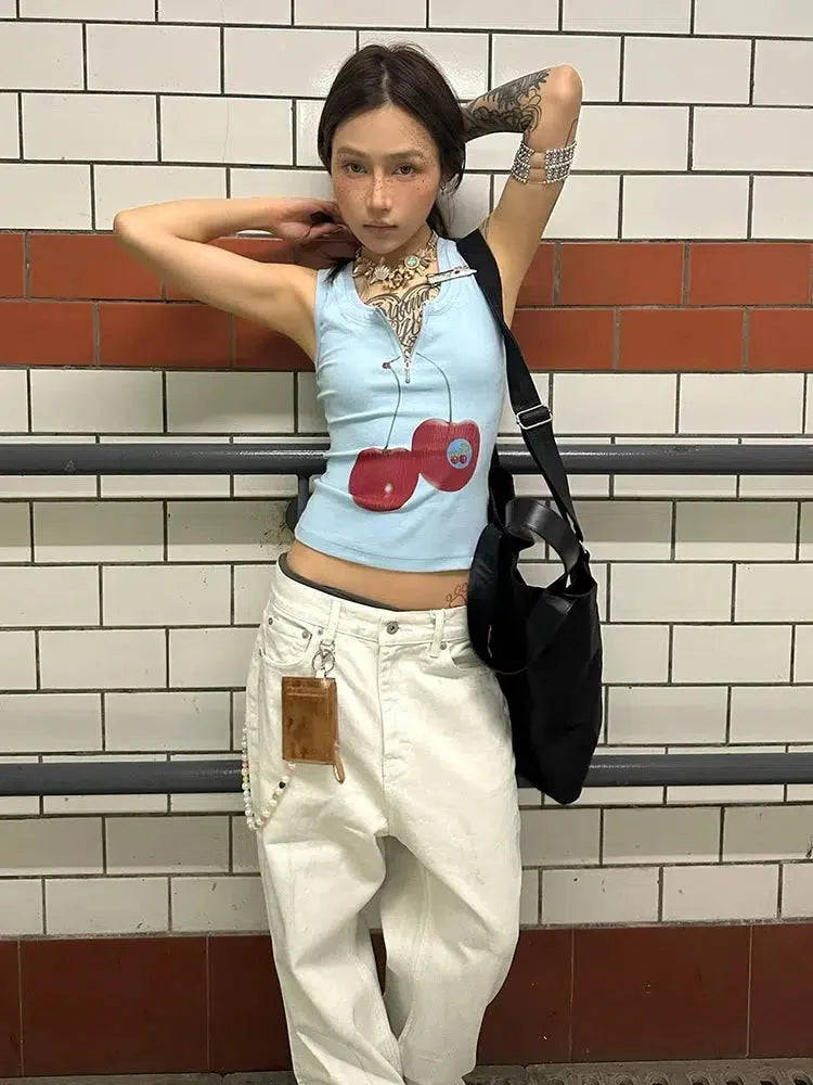 Cherry Print Crop Top