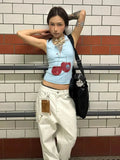 Cherry Print Crop Top