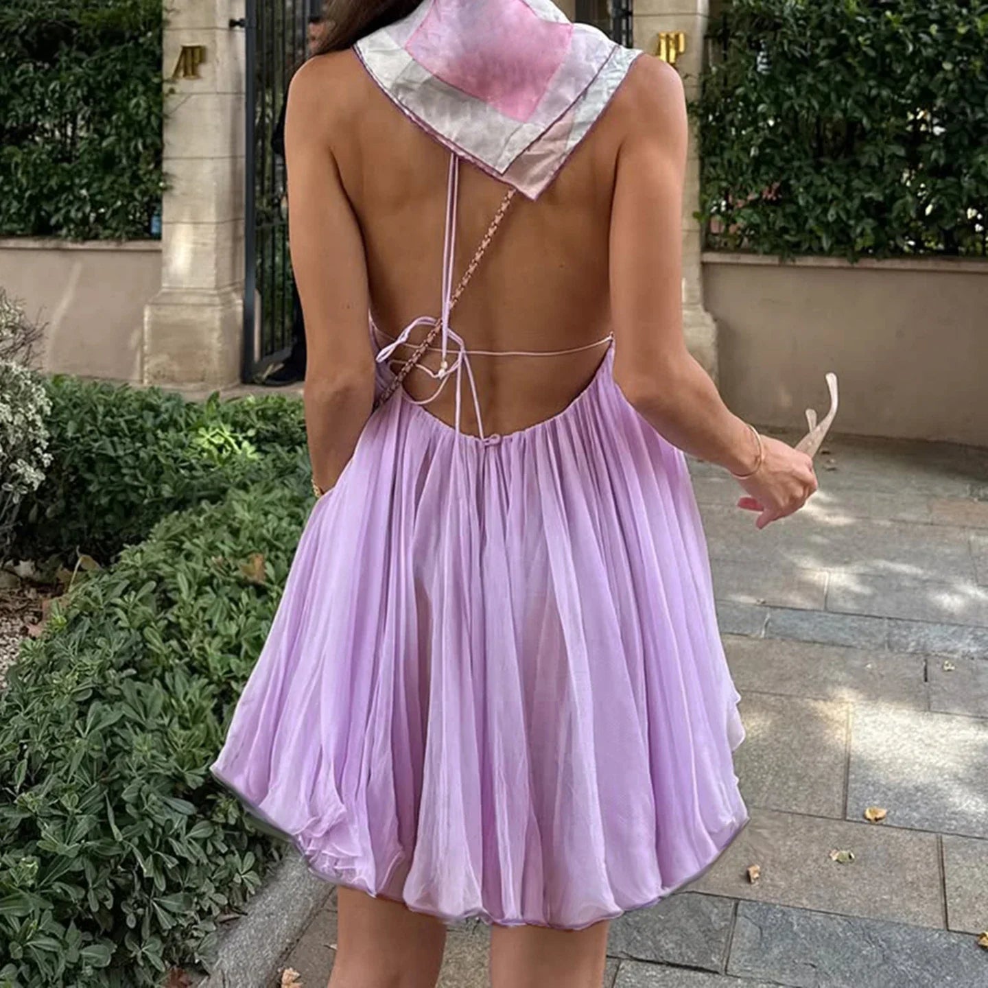 Y2K Chiffon Babydoll Mini Dress