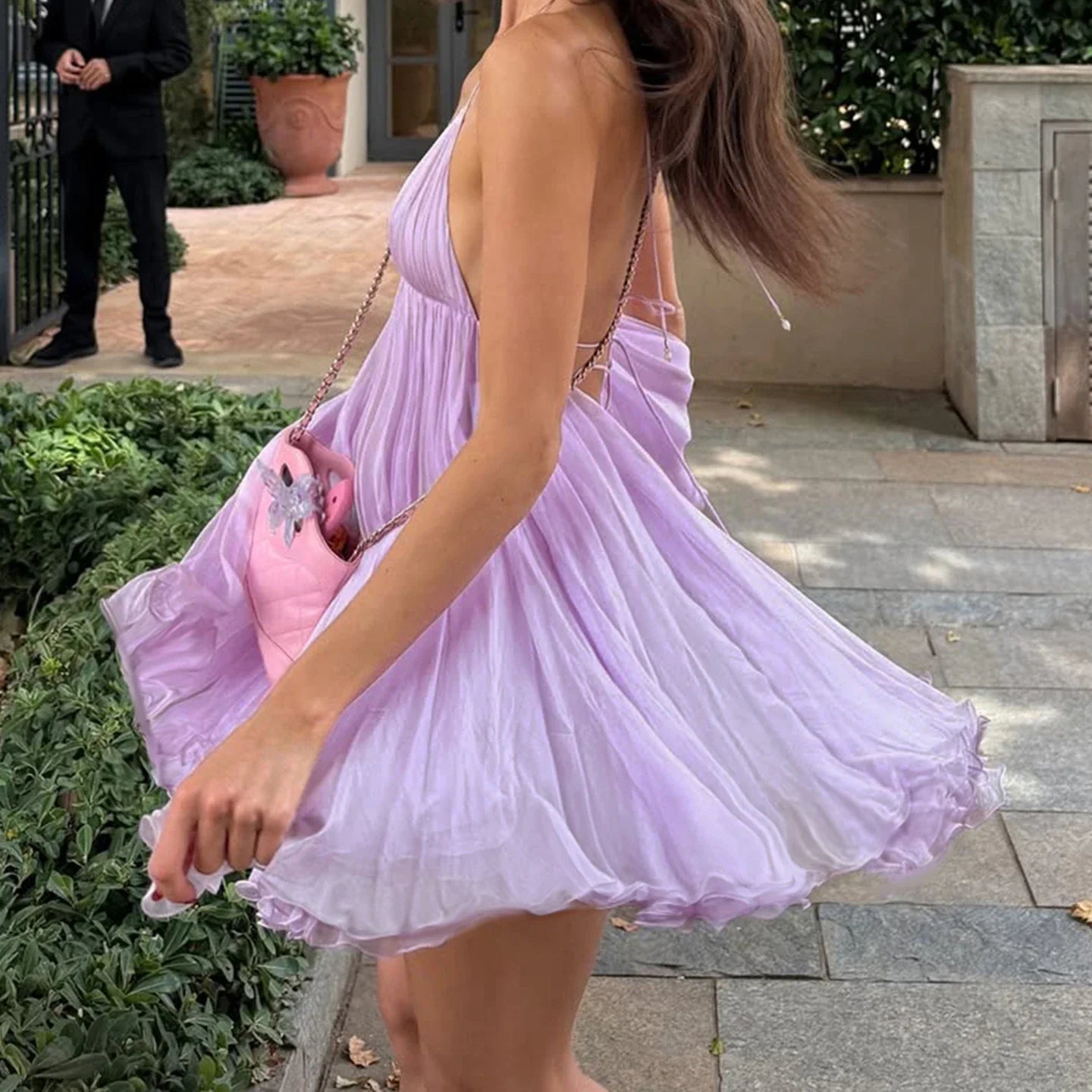 Y2K Chiffon Babydoll Mini Dress