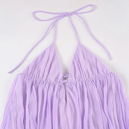 Y2K Chiffon Babydoll Mini Dress