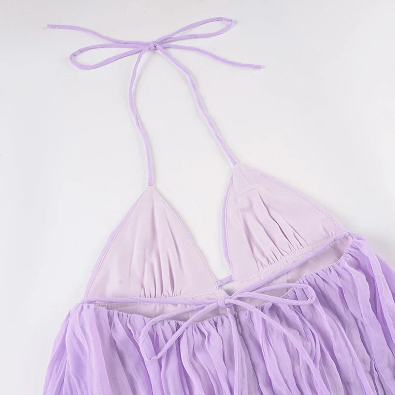 Y2K Chiffon Babydoll Mini Dress