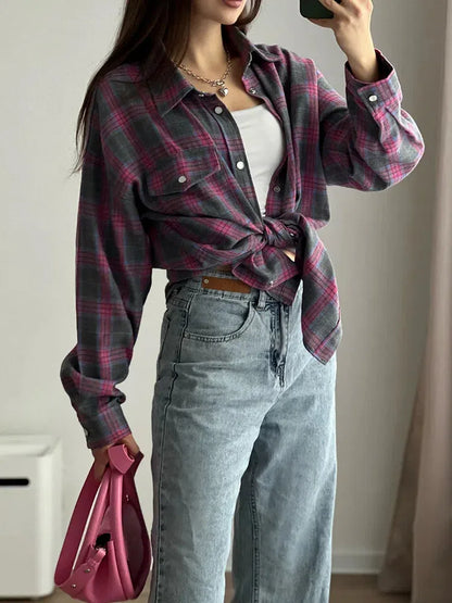 Y2K Classic Plaid Shirt