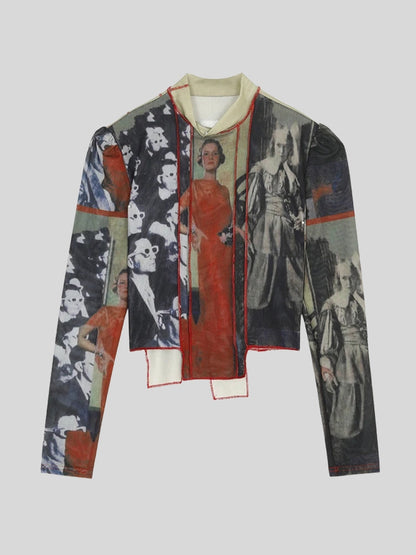 Y2K Collage Mesh Top