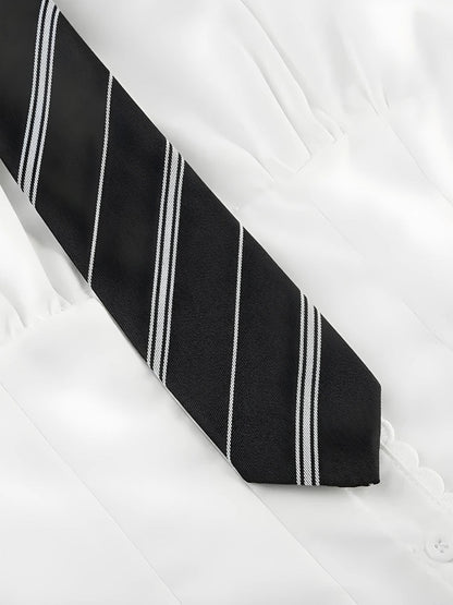 Y2K College Shirt With Striped Tie
