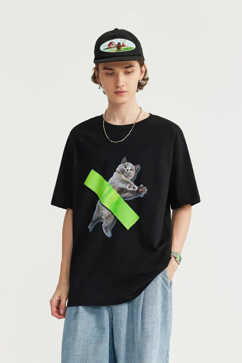 Y2K Contemporary Cat Art Tee
