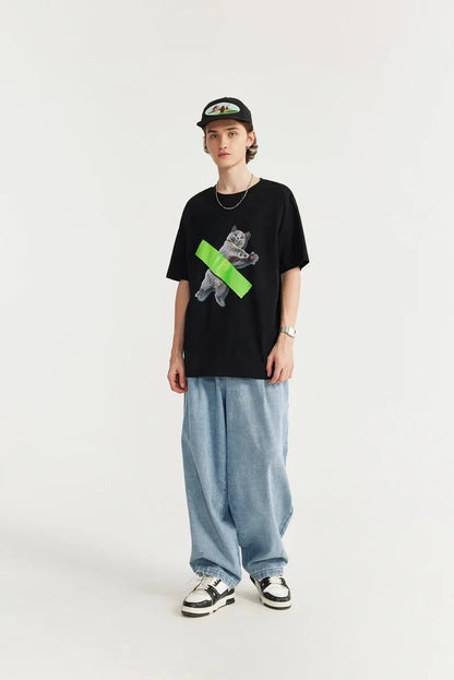 Y2K Contemporary Cat Art Tee