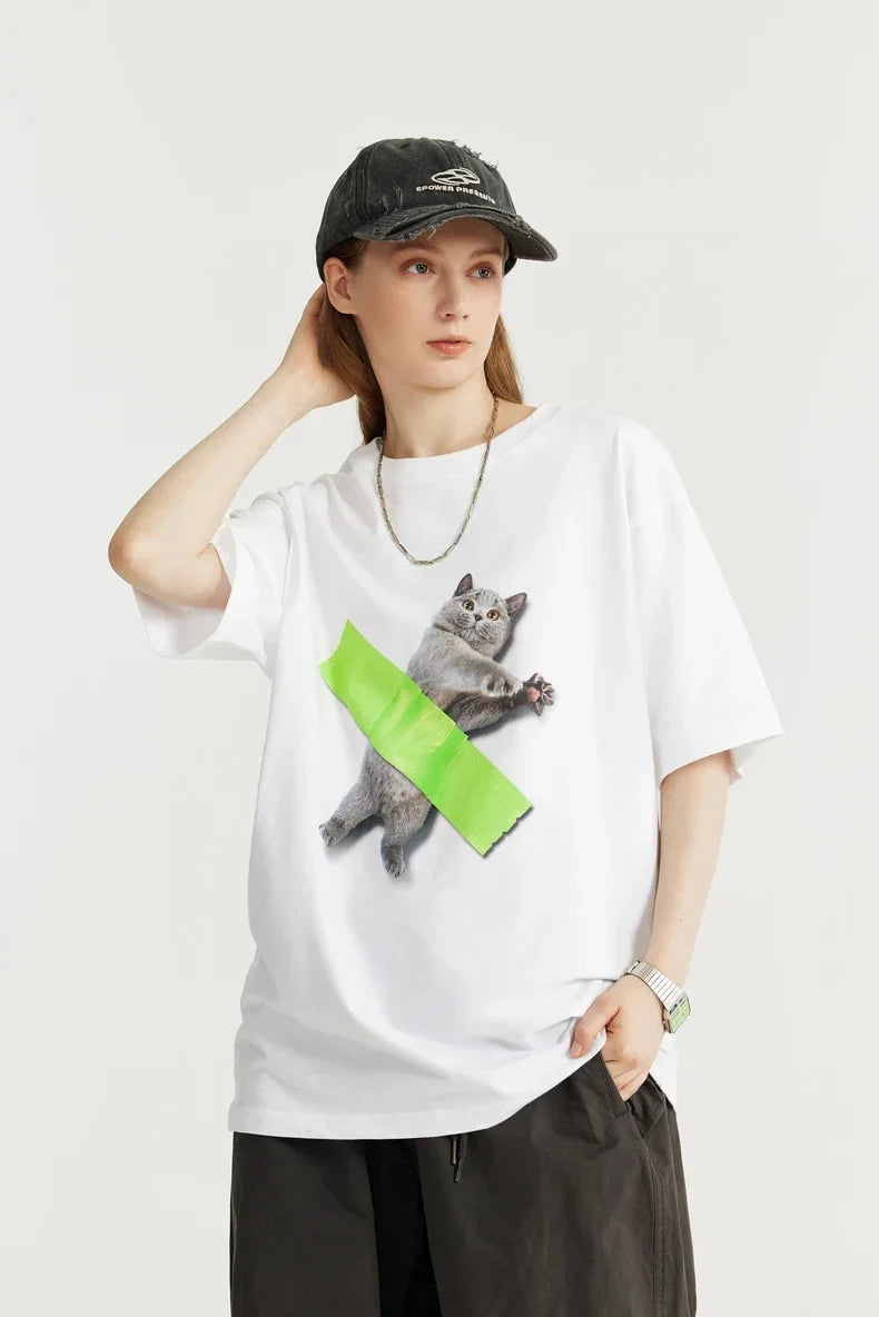 Y2K Contemporary Cat Art Tee