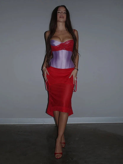 Y2K Corset Top & Skirt Two Piece Set