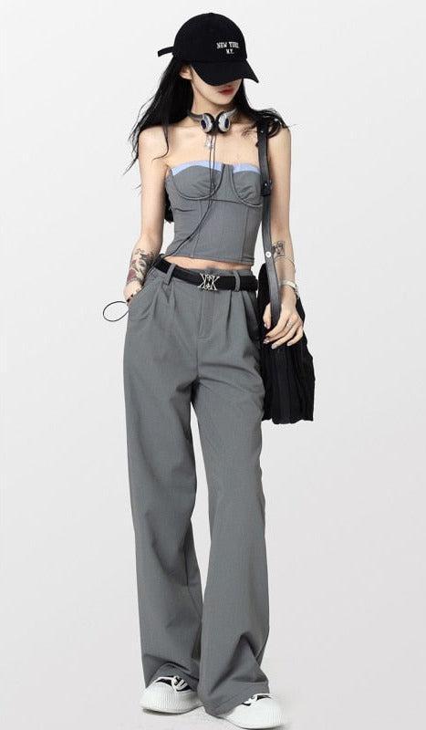 Y2K Corset Top & Wide Leg Pants Two Piece Set