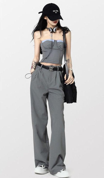 Y2K Corset Top & Wide Leg Pants Two Piece Set