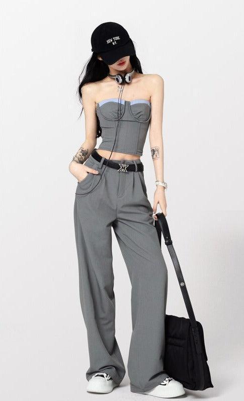 Y2K Corset Top & Wide Leg Pants Two Piece Set