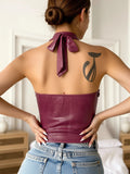Crocodile Print Halter Top