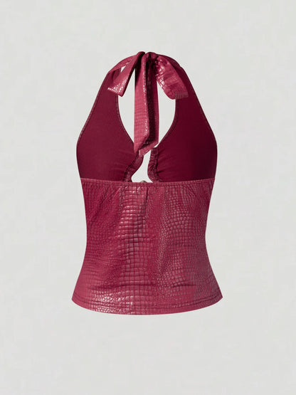 Y2K Crocodile Halter Top