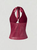 Crocodile Print Halter Top