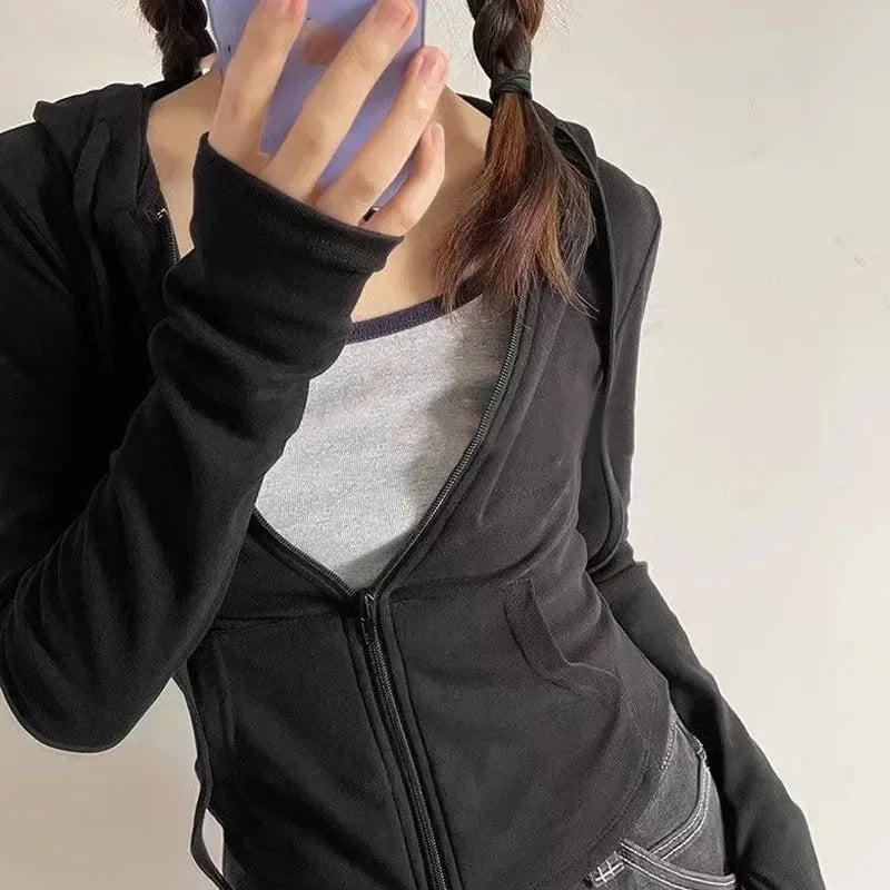 Y2K Cropped Zip Hoodie