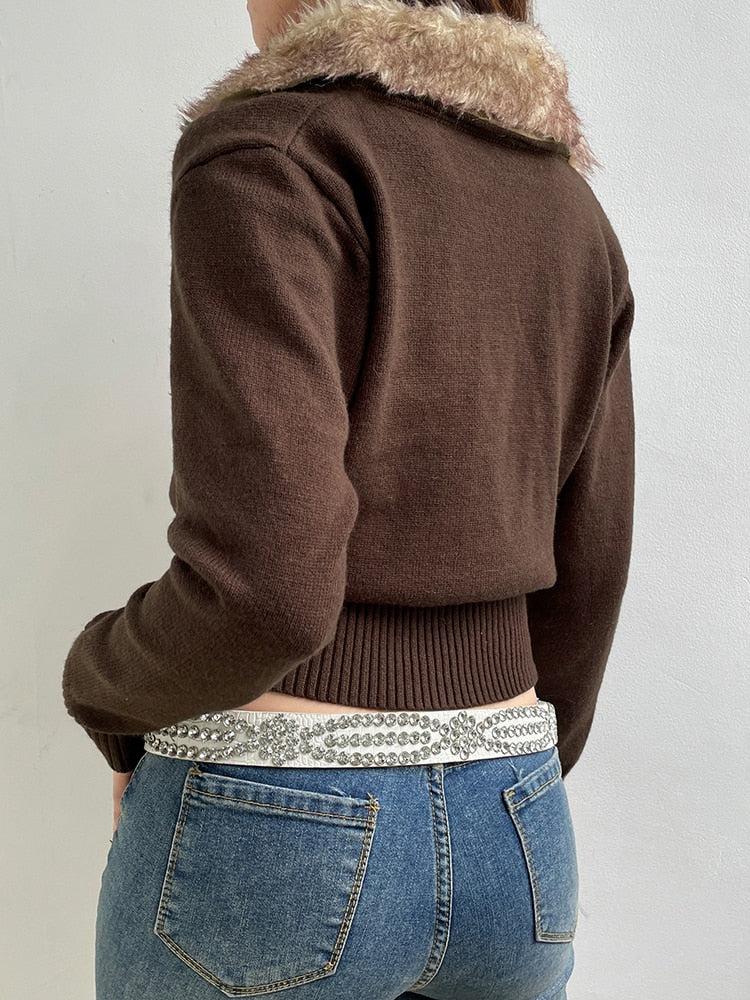 Y2K Cropped Zip-Up Cardigan
