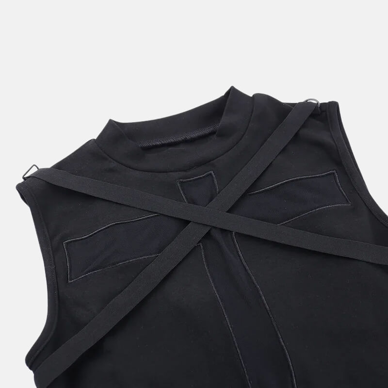 Y2K Cross Strap Sheer Top